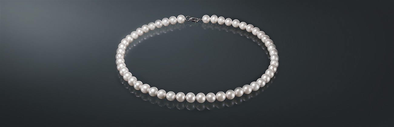 Ожерелье из белого пресноводного жемчуга, с замком из серебра 925˚. б950хд40с