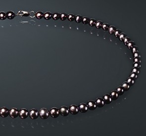 Ожерелье из жемчуга ш075д40с: шоколадный пресноводный жемчуг, серебро 925°