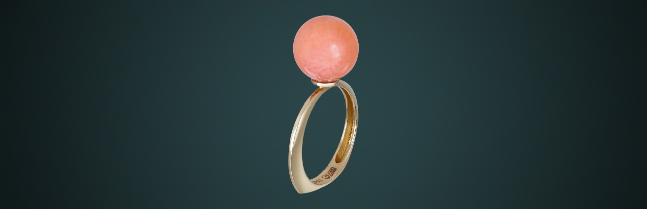 Кольцо из коллекции MAYSAKU:Розовый коралл, золото 585˚, государственное пробирное клеймо,Вес изделия 2,0 г. к-140652