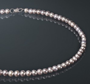 Ожерелье из жемчуга с065г40с: металлик пресноводный жемчуг, ювелирный сплав